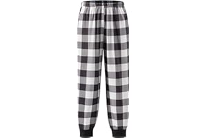 Ekouaer Boys Jogger Pajama Pants Long Plaid Pj Pants Elastic Waistband Lounge Pants with Pockets