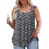 DOLNINE Womens-Plus-Size-Tank-Tops Casual Sleeveless Square Neck Flowy Tunic Shirts XL-5XL