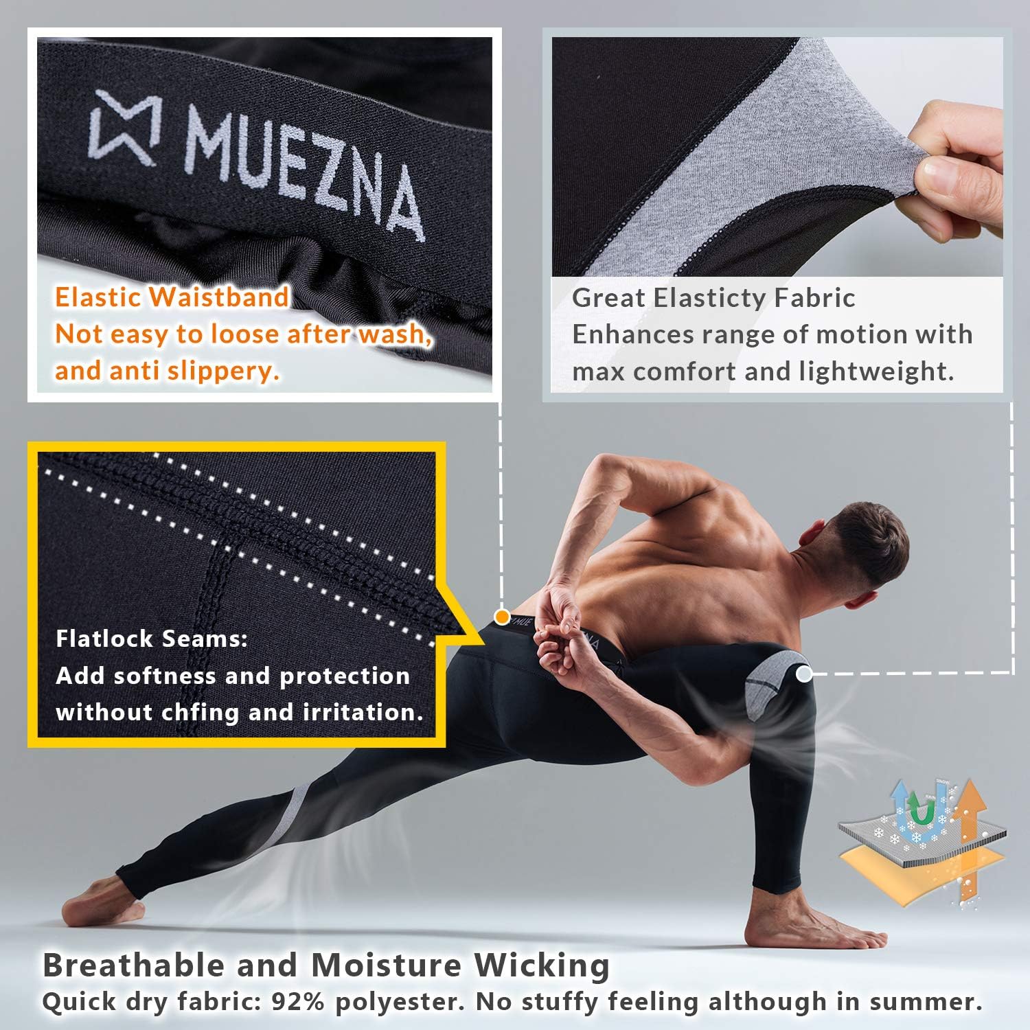 Men's Thermal Top and Bottom Set Underwear Long Johns Base Layer with Soft Fleece Lined at  Men’s Clothing store