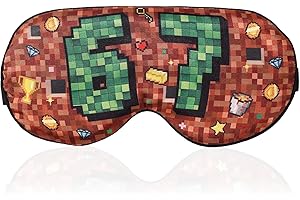 Pixel Themed Sleep Mask, Blockout Video Game Eye Mask for Kids Boys with 6-7 Design Adjustable Elastic Strap Soft & Breathabl