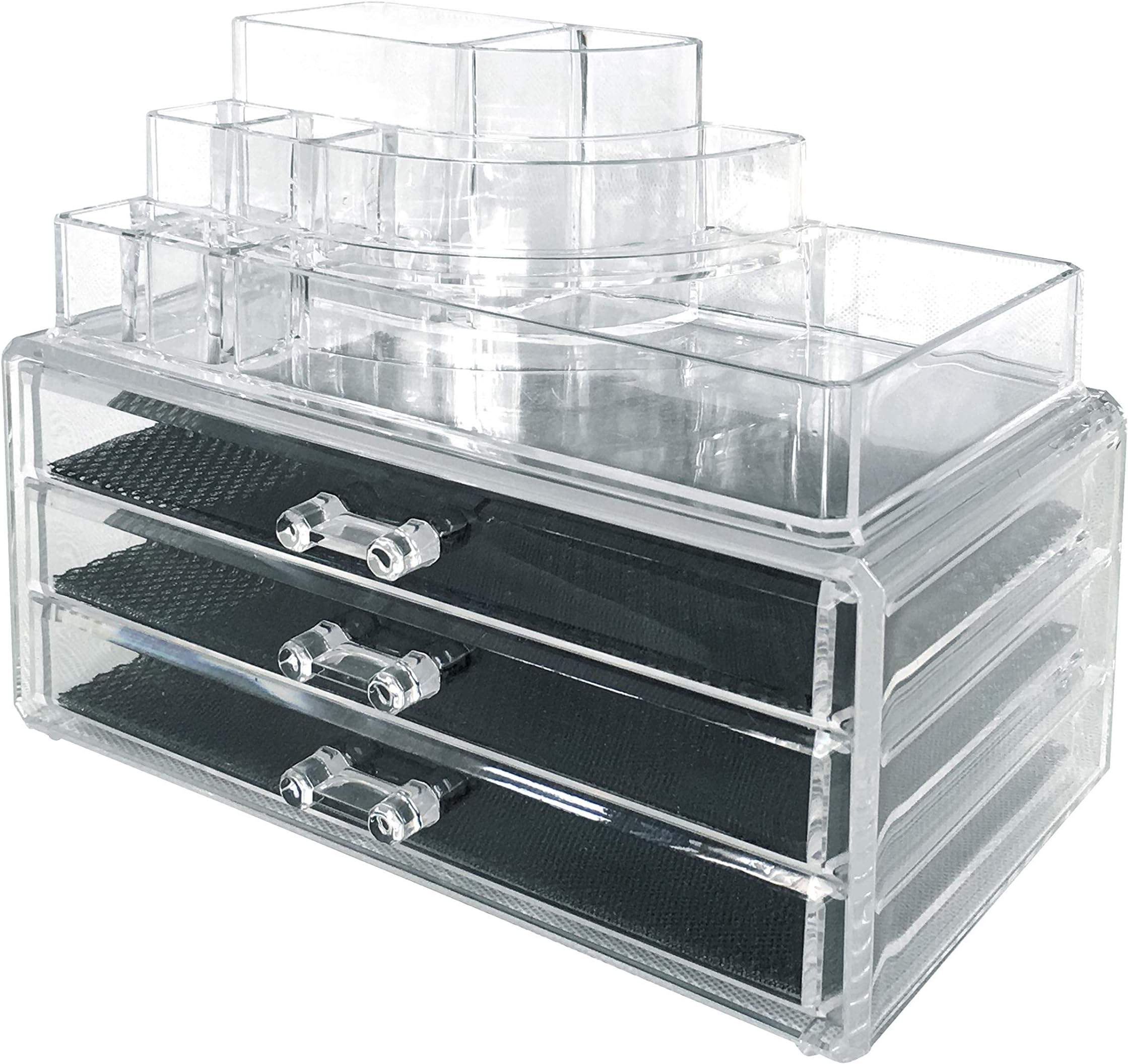 Sodynee Makeup Cosmetic Organizer Jewelry Case Storage Drawers, Two Pieces Set