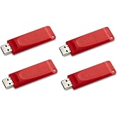 Verbatim 16 GB Store 'n' Go USB 2.0 Flash Drive, Red 4 Pack | BREATHEABLE MATERIAL