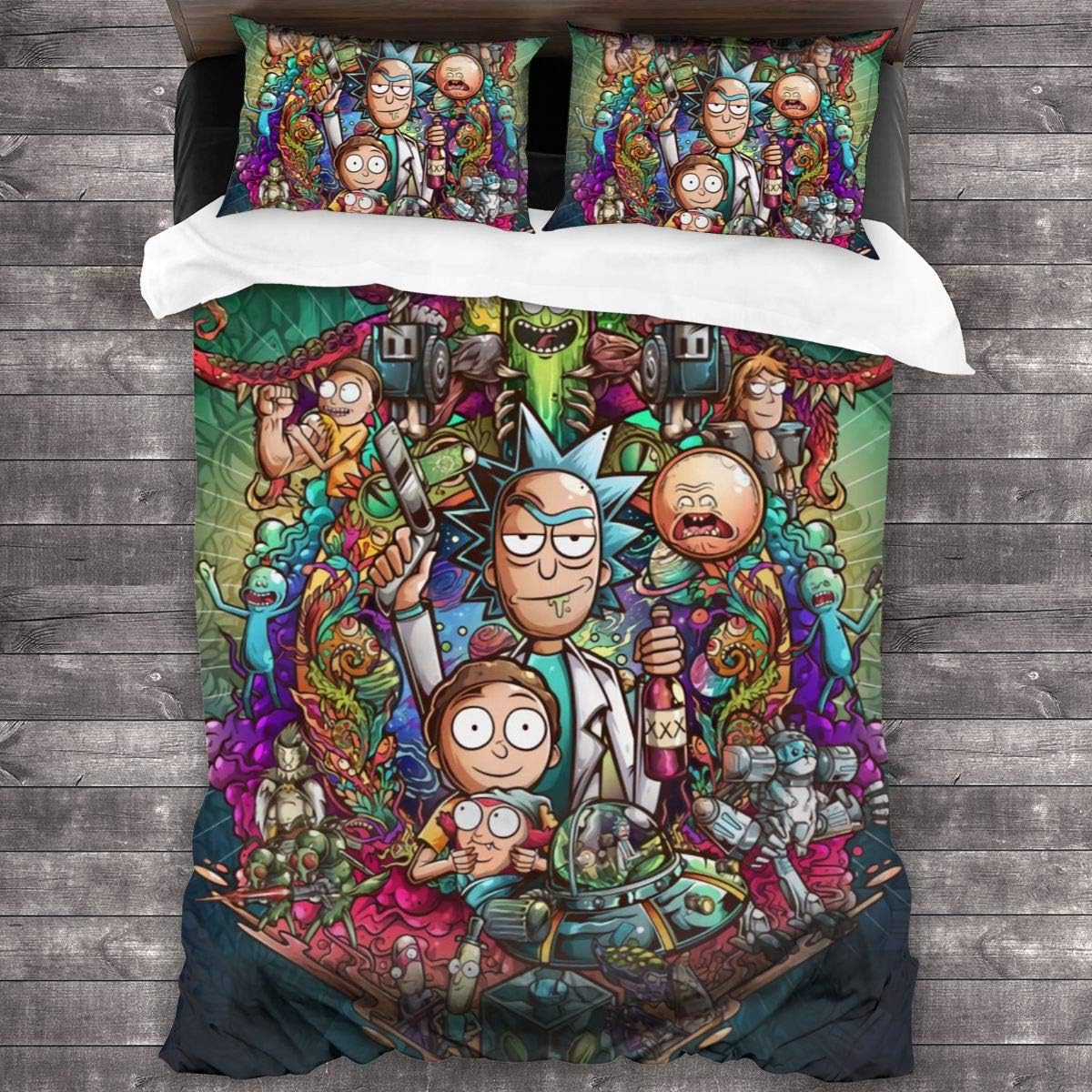 Vanes Rick&Morty Super Soft Luxury 3 Piece Twin Size in Classic Design Bedding Set - Duvet Cover& Pillow Cases 86"" x70