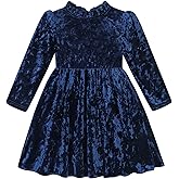 Luckrizyy Toddler Girls Velvet Dress Puff Long Sleeve Lace Collar Halloween Party Dresses Baby Fall Winter Clothes 2-7T