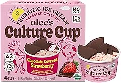 Alec's CULTURE CUP™ Probiotic A2 Dairy Organic Ice Cream - Chocolate Covered Strawberry 3.5oz 4-Pack