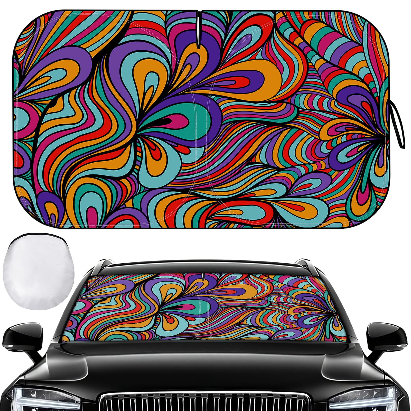 Photo 1 of Windshield Sun Shade - Car Sun Shade Windshield, Reflector Sunshade Offers Ultimate Protection for Car Interior (55x31.5 inches)