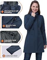 33,000ft Women’s Softshell Jacket Hooded Waterproof Windbreaker Blue 2XL view 4