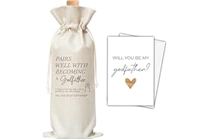 chanuan Godfather Wine Gift Bags, Will You Be My Godfather Wine Bag For Godparents Proposal, Godfather Proposal Gift, Godparents Gifts For Baptism, 1 Wine Bag With 1 Godfather Proposal Card (A17)