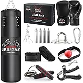 Jealthk 4ft Heavy Punching Bag Set for Adults | Boxing Training, MMA, Muay Thai, Home Gym，4ft Heavy Boxing Bag Set with 12 OZ Gloves