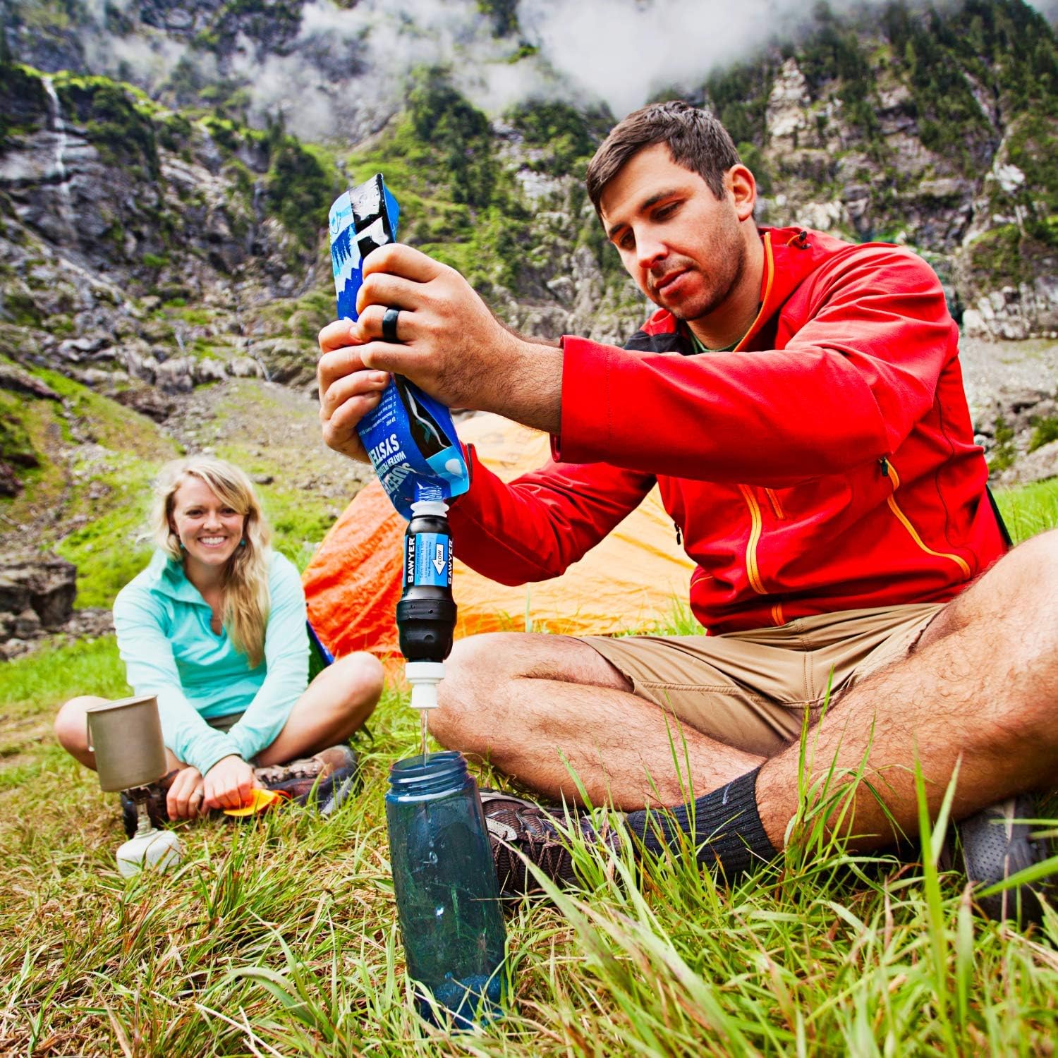 Sawyer Products SP129 Squeeze Water Filtration System w/ Two Pouches, Black/Blue : Camping Water Filters : Sports & Outdoors
