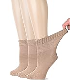 Hugh Ugoli Women's Rayon Ankle Loose Fit Diabetic Socks, Soft, Seamless Toe, Wide Stretchy, Non-Binding Top, 3-6 Pairs