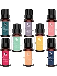 Bel Air Naturals Aromatherapy Top 8 Essential Oils Set - 100% Pure Therapeutic Grade - Peppermint/Tea Tree/Rosemary/Orange/Lemongrass/Lavender/Eucalyptus/Frankincense