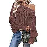 EVALESS Women's Crochet Boat Neck Long Sleeve Loose Fit Sweaters Fall Winter Clothes for Women Fashion 2025