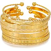 AYWFCBF Gold Bangles for Women, 14k Gold Plated Adjustable Open Cuff Stackable Bracelets Set Boho Jewelry for Women