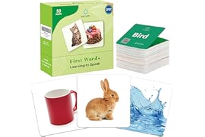 ALSOLIFE 50 First Words Flash Cards for Baby with Fun Videos| Extra Thick Picture Cards for Speech Therapy Noun Cards for Kids Speech Delays| Aba Therapy, Autism Learning Materials ESL Teaching