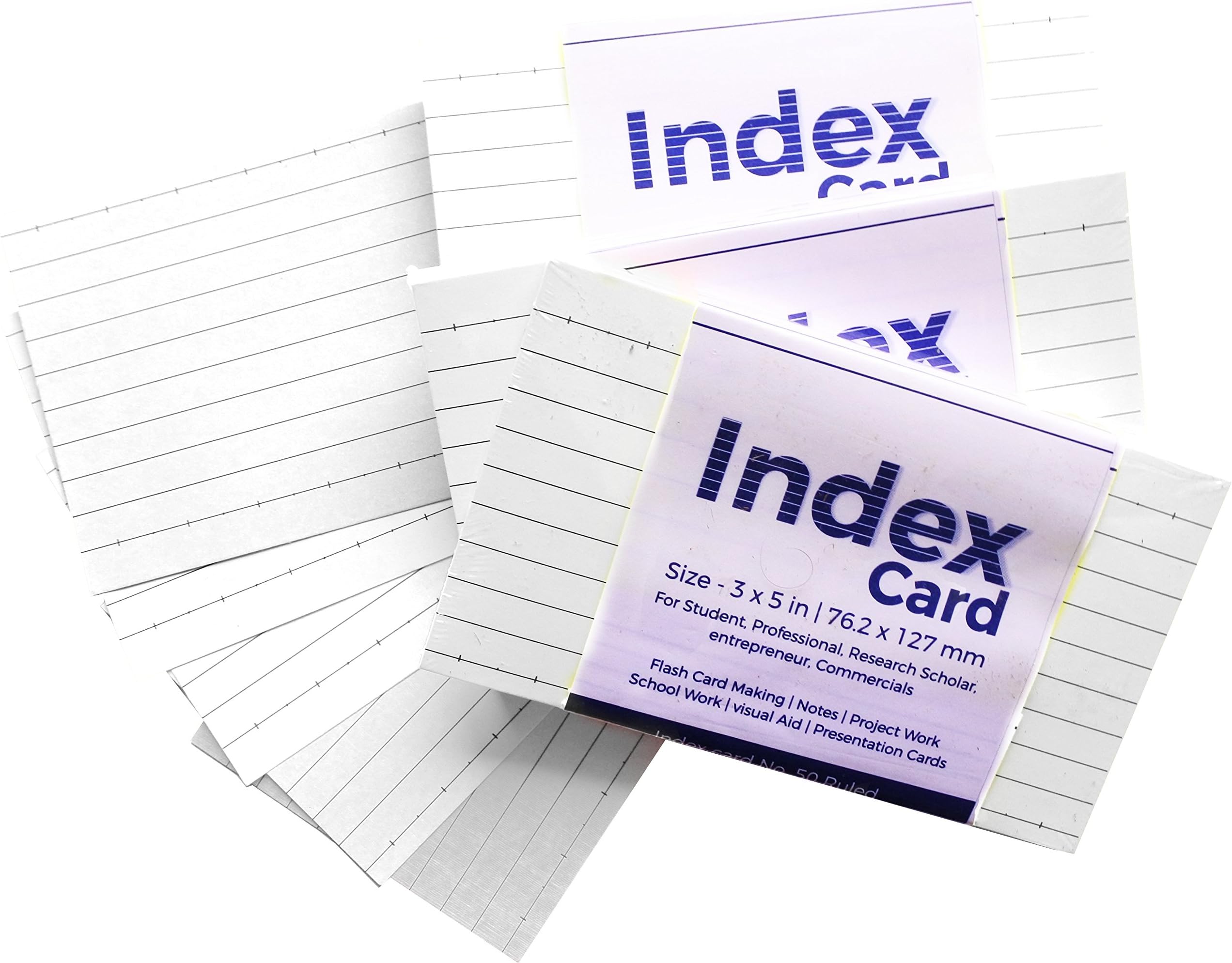 N N INNOVATION 170 GSM Ruled Flash Card for Student, Professional (White, 3x5-inch) - Set of 3