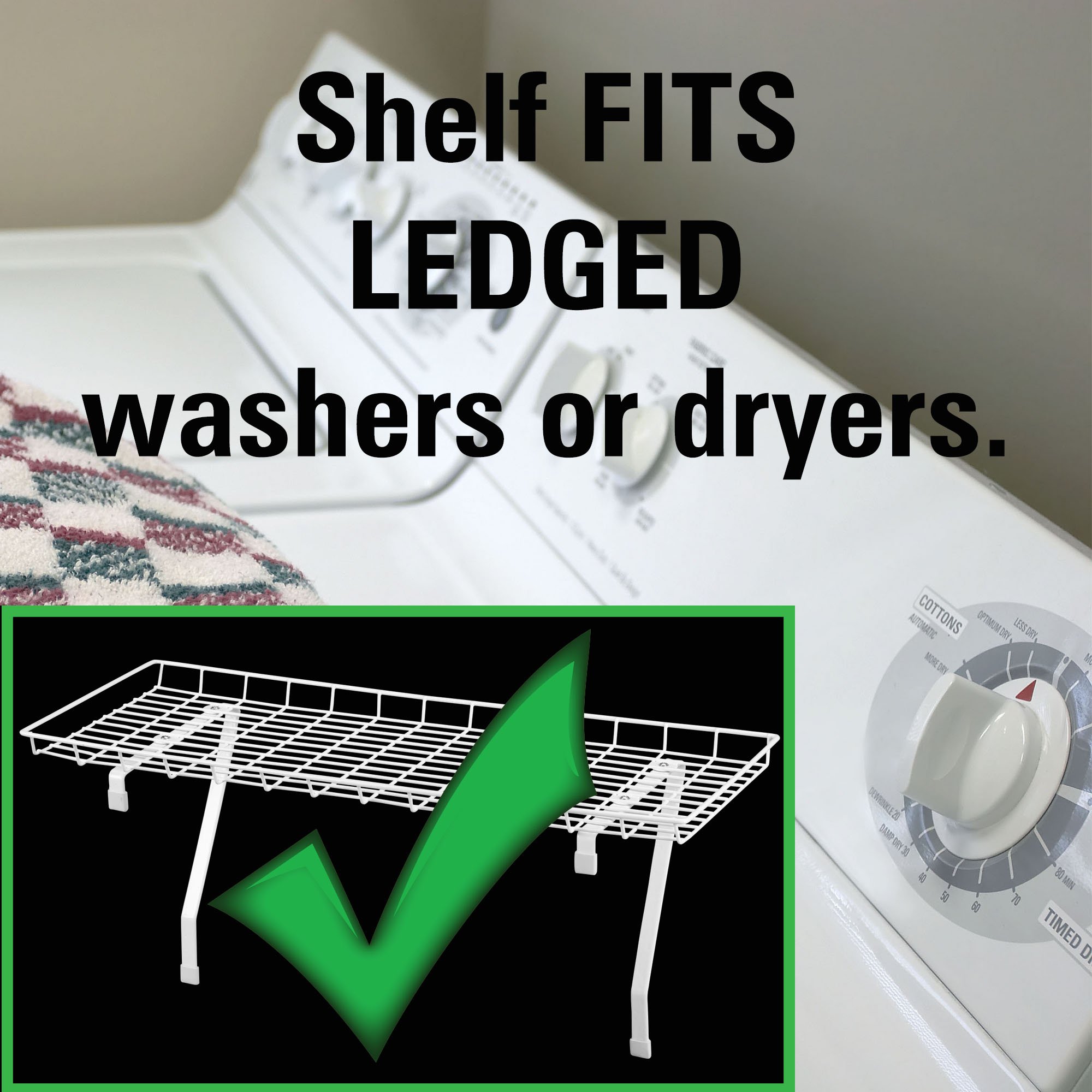 Household Essentials 05100 Rear Display OverTheWasher Storage Shelf Organize and Store