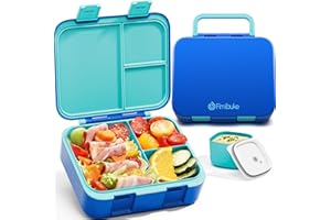 Fimibuke Bento Lunch Box for Kids, Leak-proof Boys Girls Bento Box with 3-Compartment BPA Free Dishwasher Safe Kids Lunch Portion Container Snack Box with Sauce Cup for Age 3-12 Kid Toddler for School