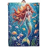 Mounidso Mermaid Blanket, Mermaid Flannel Blanket Gifts for Women, Soft Warm Lightweight Mermaid Blankets for Living Room Home Sofa Travel Decor 50" x 60"
