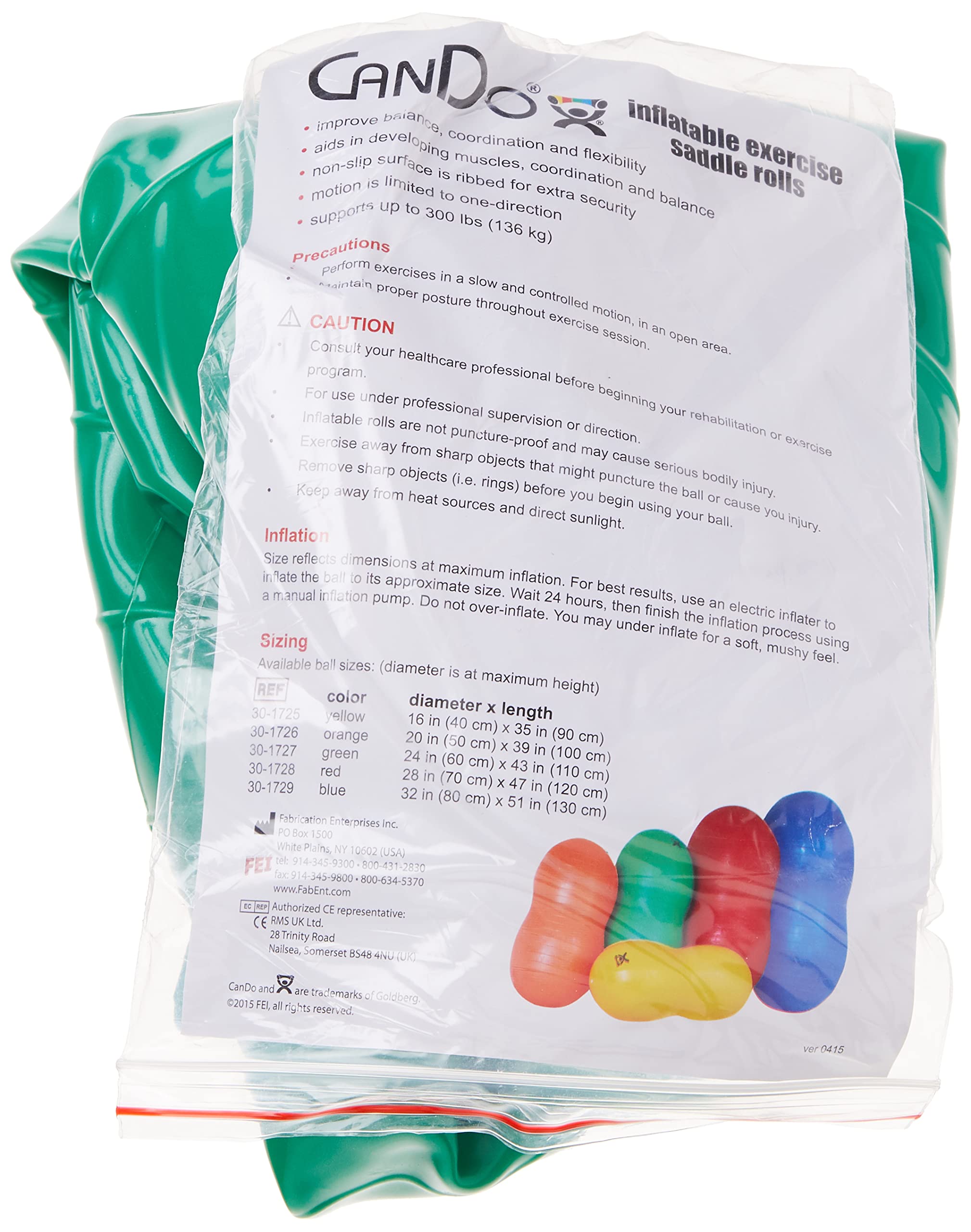 CanDo Exercise roll / motoric ball / peanut-shaped fitness ball - CanDo® Peanut Ball - green, 60 cm x 110 cm