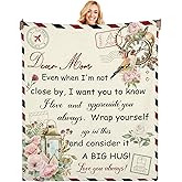 Riletese Mom Blanket with Flowers & Letter Print, Mom Gifts for Birthday, Mother’s Day, Christmas, Thanksgiving, Gifts for Mother from Children, Soft Throw Blanket 50" x 60"