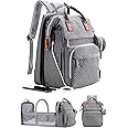ISMGN Diaper Bag Backpack with Changing Station, Large Diaper Bag, Baby Bag, Multifunctional Diaper Bag, Gray