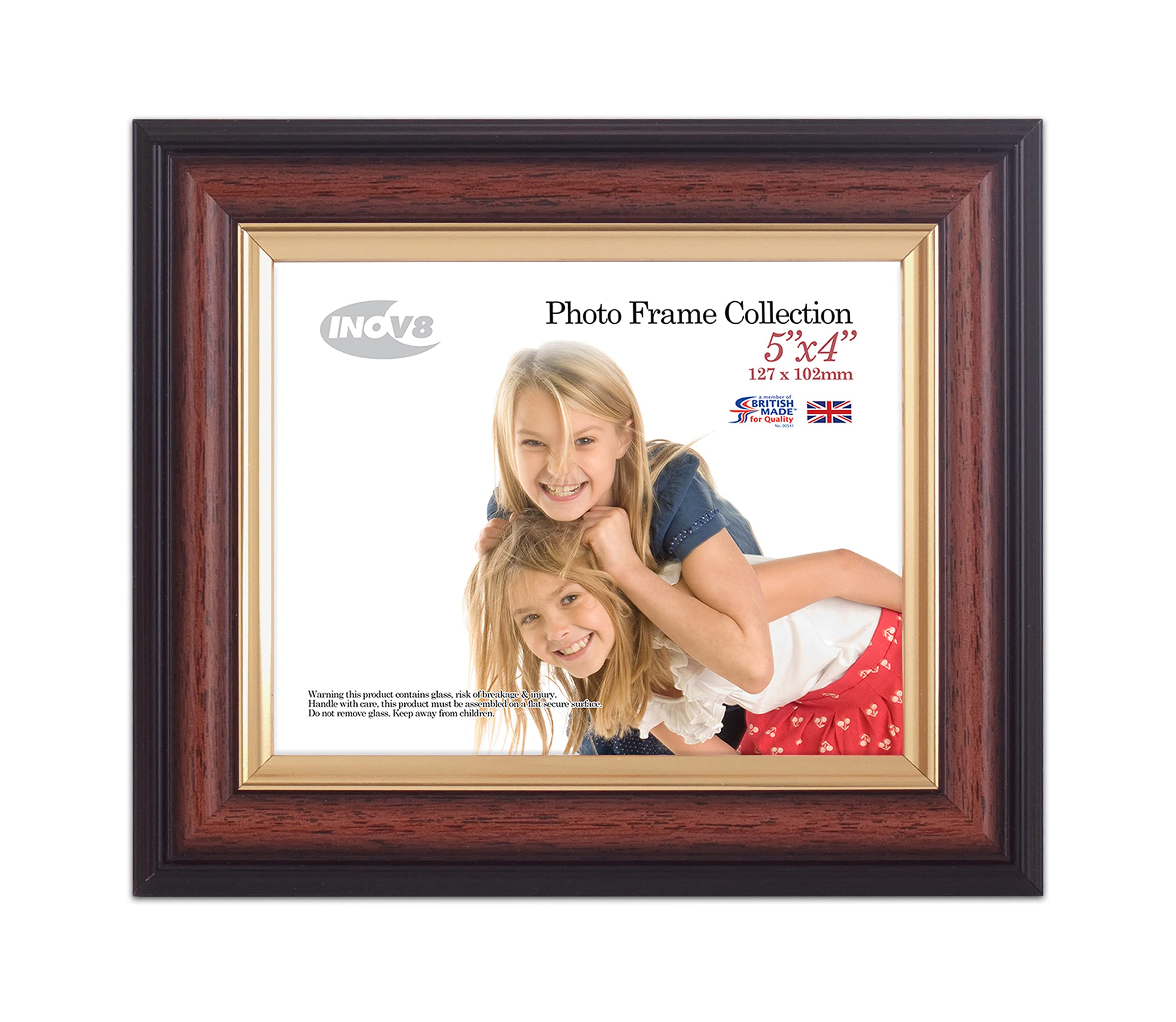 Inov8 British Made Traditional Picture/Photo Frame, 5x4-inch, Mahogany — image 1
