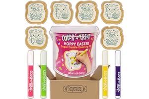 Corso's Cookies Easter Color-A-Treat Kit - Sugar Cookie Coloring Kit - 6 Cookies and 4 Markers (Yellow, Purple, Green and Pink) Per Kit - For Birthdays, Easter, Spring In Cornershop Confections Box