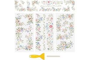 WANDIC 3 Sheets UV DTF Cup Warp Rub on Transfer Stickers,Watercolor Vine Frame Waterproof Decals Scrapbook Stickers for DIY G