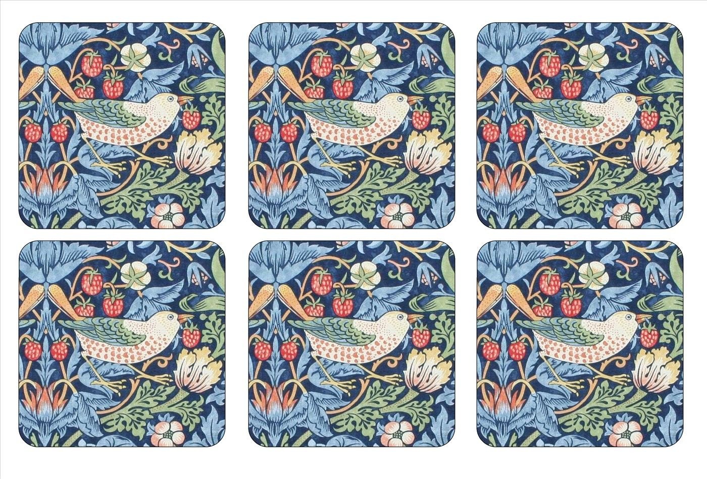 Pimpernel Strawberry Thief Blue Coasters, Set of 6,10.5.x 10.5, X0010268717V