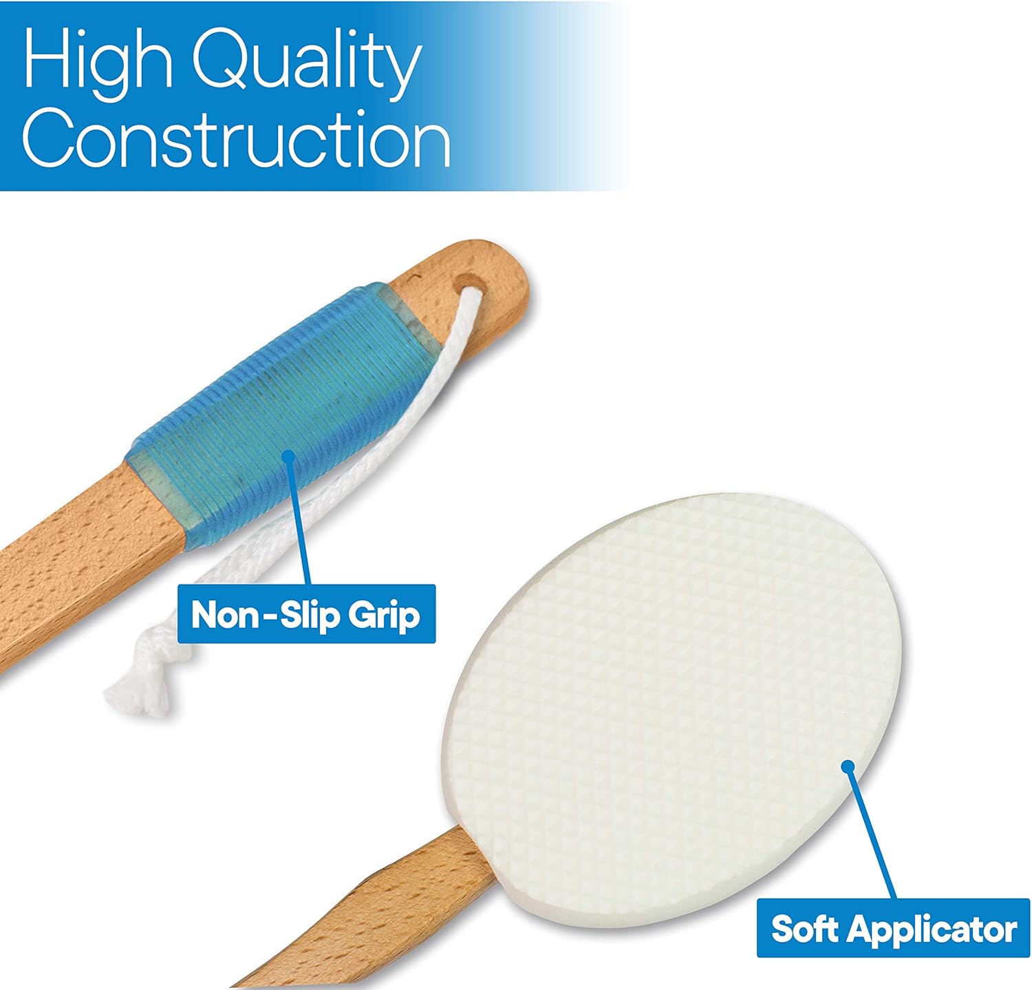 RMS 17.5" Long Lotion Applicator with 4 Pads - Long Handle for Easy Reach and Self Application of Body Wash - Shower Brush for Both Men and Women (Travel Bag Included): Health & Personal Care