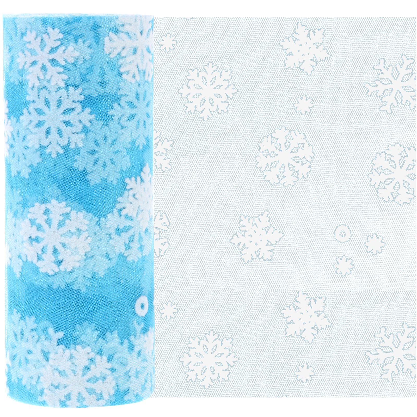 Milisten 10 Yards Christmas Tulle Roll Glitter Organza Gauze Xmas Wrapping Ribbon for Christmas Decor Table Runner(15cm, Ice Blue) — image 1