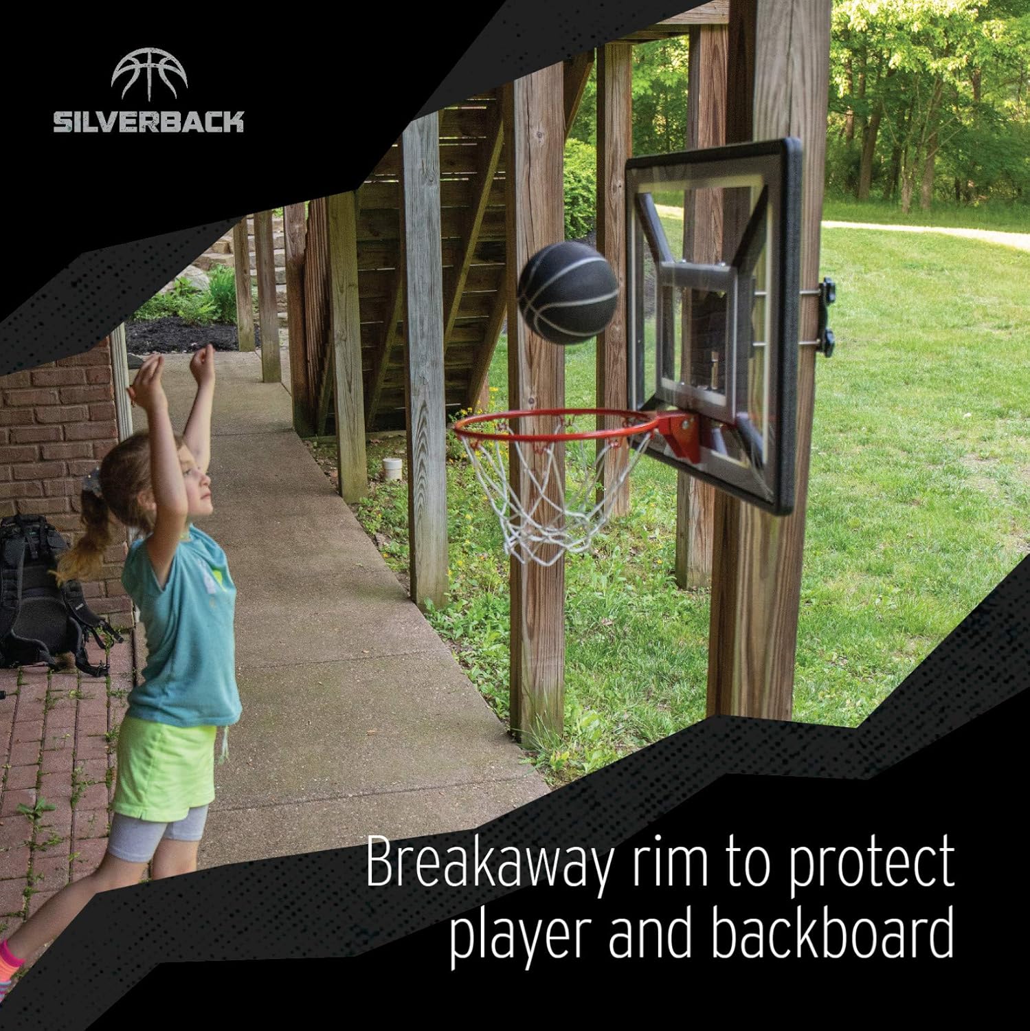 Silverback Junior Youth 33" Basketball Hoop with Lock ‘n Rock Mounting Technology Mounts to Round and Vertical Poles, Black (B8410W) : Sports & Outdoors