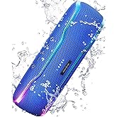 ERKEI SEHN Bluetooth Speaker, IPX7 Waterproof Wireless Speakers, Flashing Light, 25W Super Bass, 24H Playtime, Birthday Valentines Gifts for Him/Men, TWS Pairing, Beach Vacation Essentials, Blue