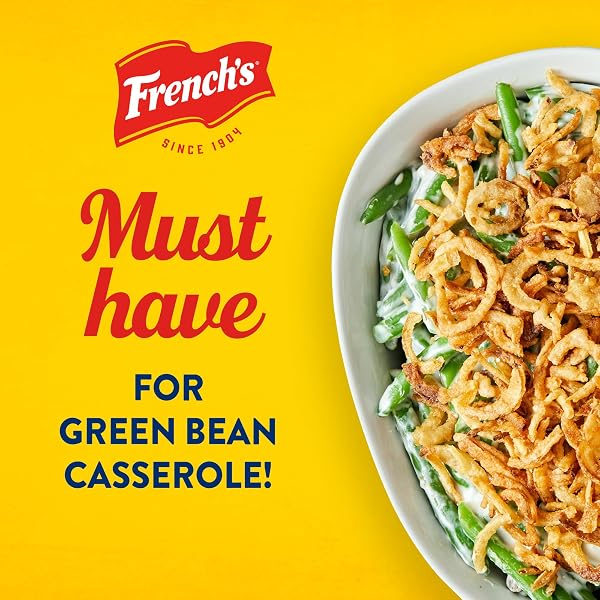 FRENCH’S CRISPY FRIED ONIONS, ORIGINAL, MADE WITH REAL ONIONS, NO ARTIFICIAL FLAVORS, SPRINKLE ON SALADS, POTATOES, CHICKEN, BURGERS, GREEN BEAN CASSEROLE, 6 OZ