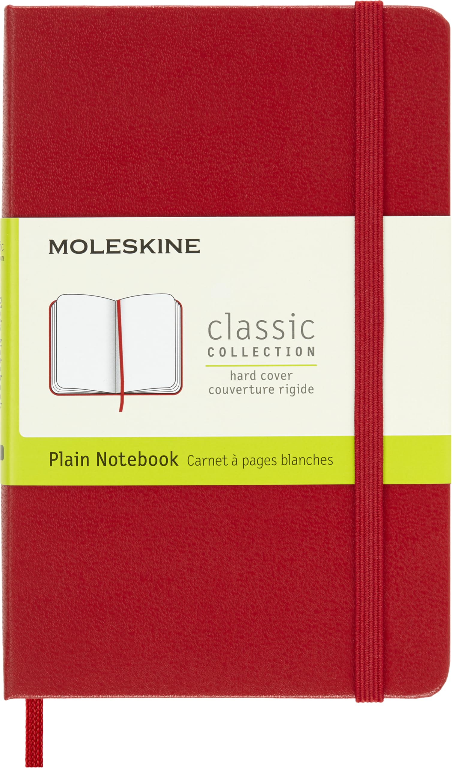 Moleskine Classic Notebook, Notebook With Plain Pages, Hard Cover and Elastic Closure, Scarlet Red, Pocket, 9 x 14 cm, 192 Pages