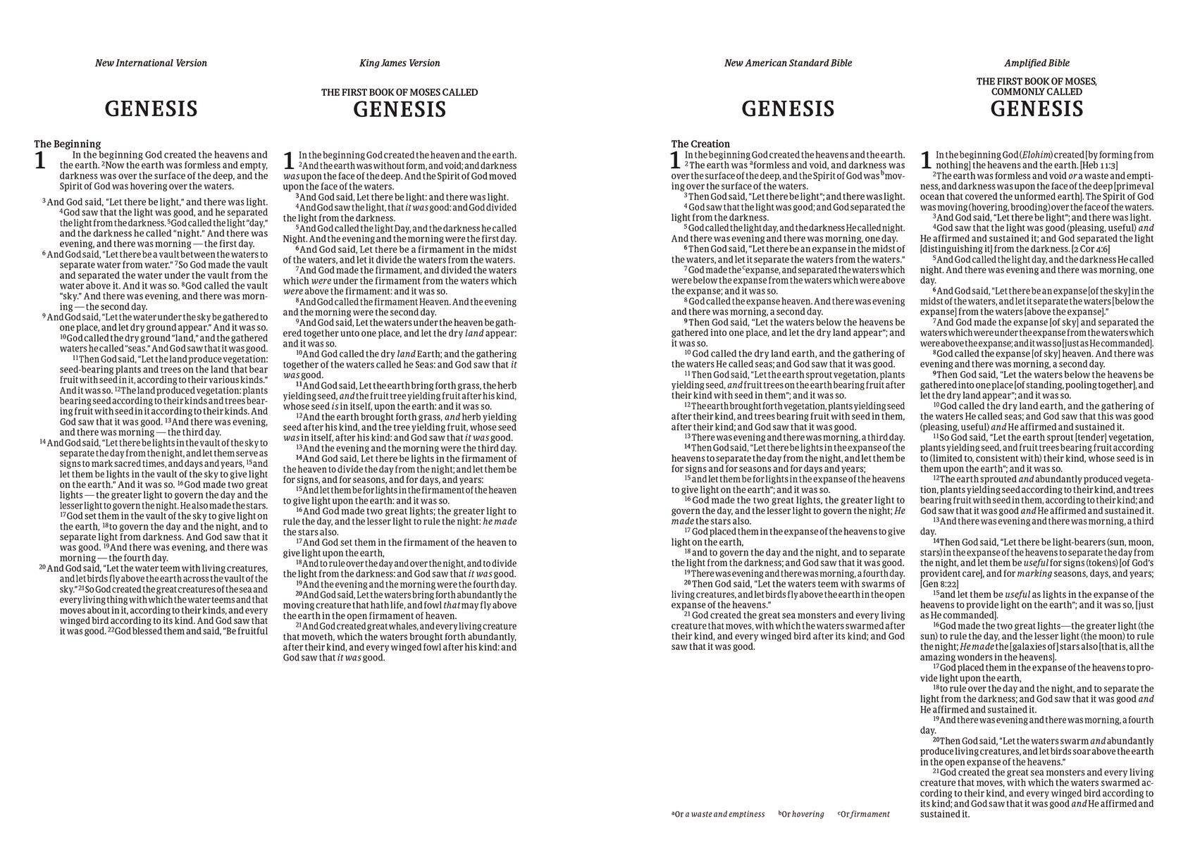 NIV, KJV, NASB, Amplified, Parallel Bible, Hardcover: Four Bible Versions Together for Study and Comparison NIV, KJV, NASB, Amplified, Parallel Bible, Hardcover: Four Bible Versions Together for Study and Comparison Hardcover
