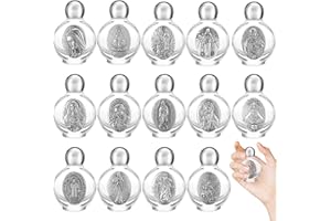 15 Pack Holy Water Bottles 0.5Floz, Glass Catholic Bottles with Silver Cap, Embossed Virgin Jesus Holy Water Containers for R