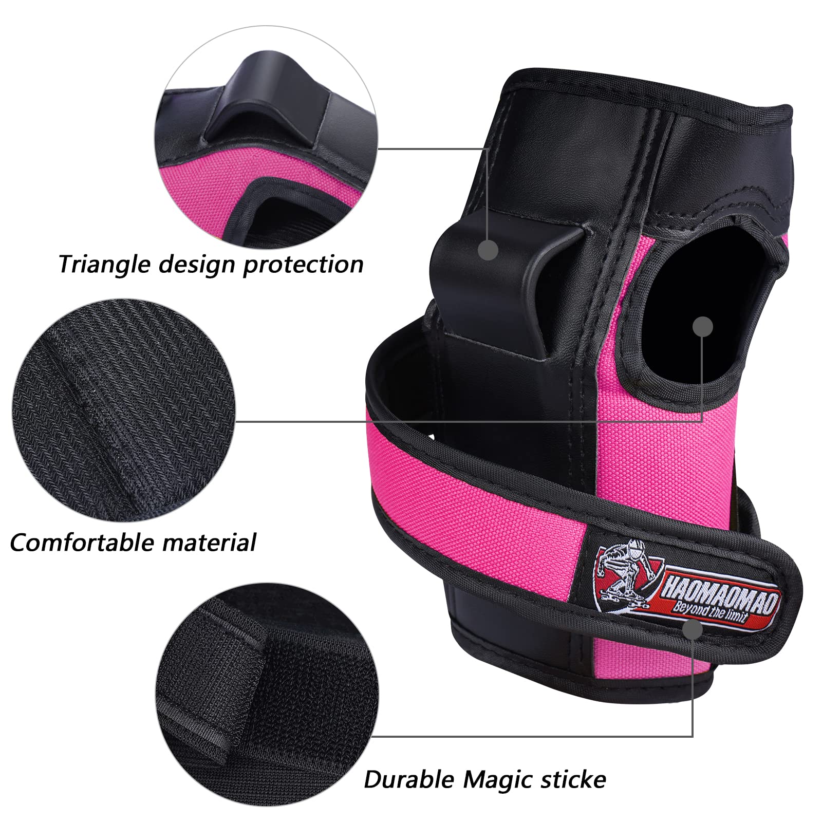 Haomaomao Adult & Kids Knee Pads Elbow Pads Wrist Guards Protective Gear Set for Roller Skates Scooter Inline Skating Cycling BMX Bike Skateboard Riding and Outdoor Extreme Multi-Sports
