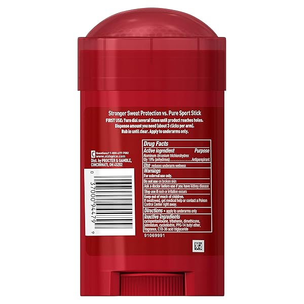 OLD SPICE HARDEST WORKING COLLECTION SWEAT DEFENSE ANTI-PERSPIRANT DEODORANT, PURE SPORT PLUS, 2.6 OUNCE