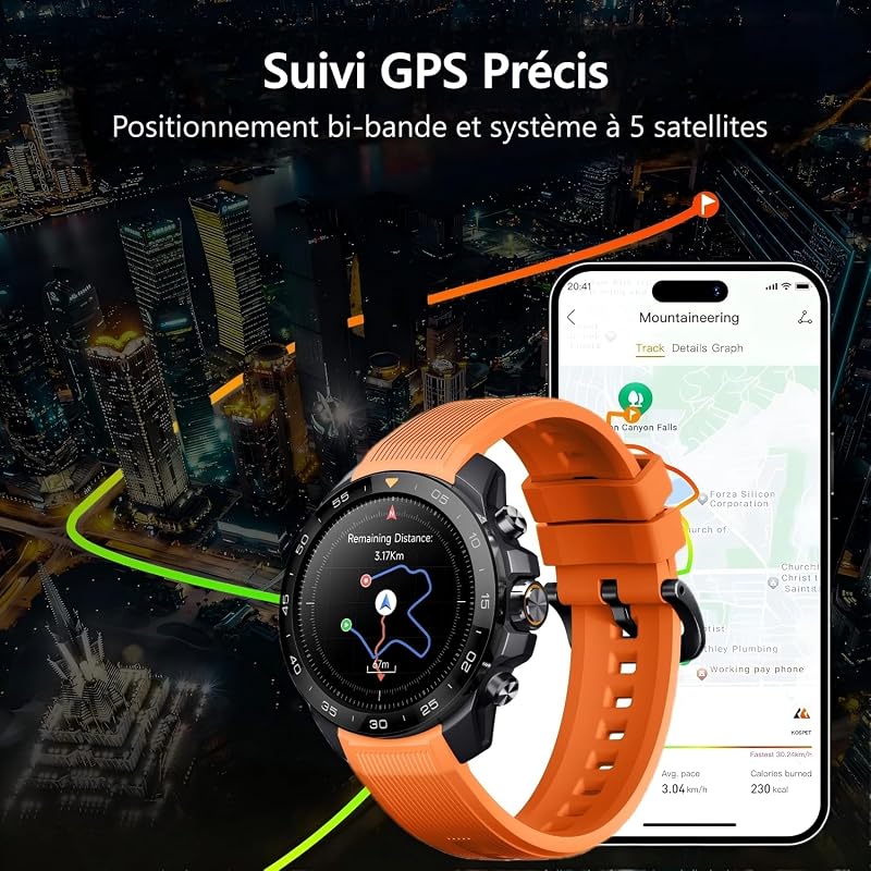 GS Explorer S Montre Connectée Homme, GPS, Corps Militaire& 10ATM — photo 4 sur 8