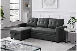 FANYE L-Shaped Corner Sleeper Sectional Sofa Modern Linen Upholstered Sofa&Couch Convertible Sofabed W/Pull Out Sleep Couch Bed and Reversible Storage Chaise for Home Apartment Living Room Furniture Sets
