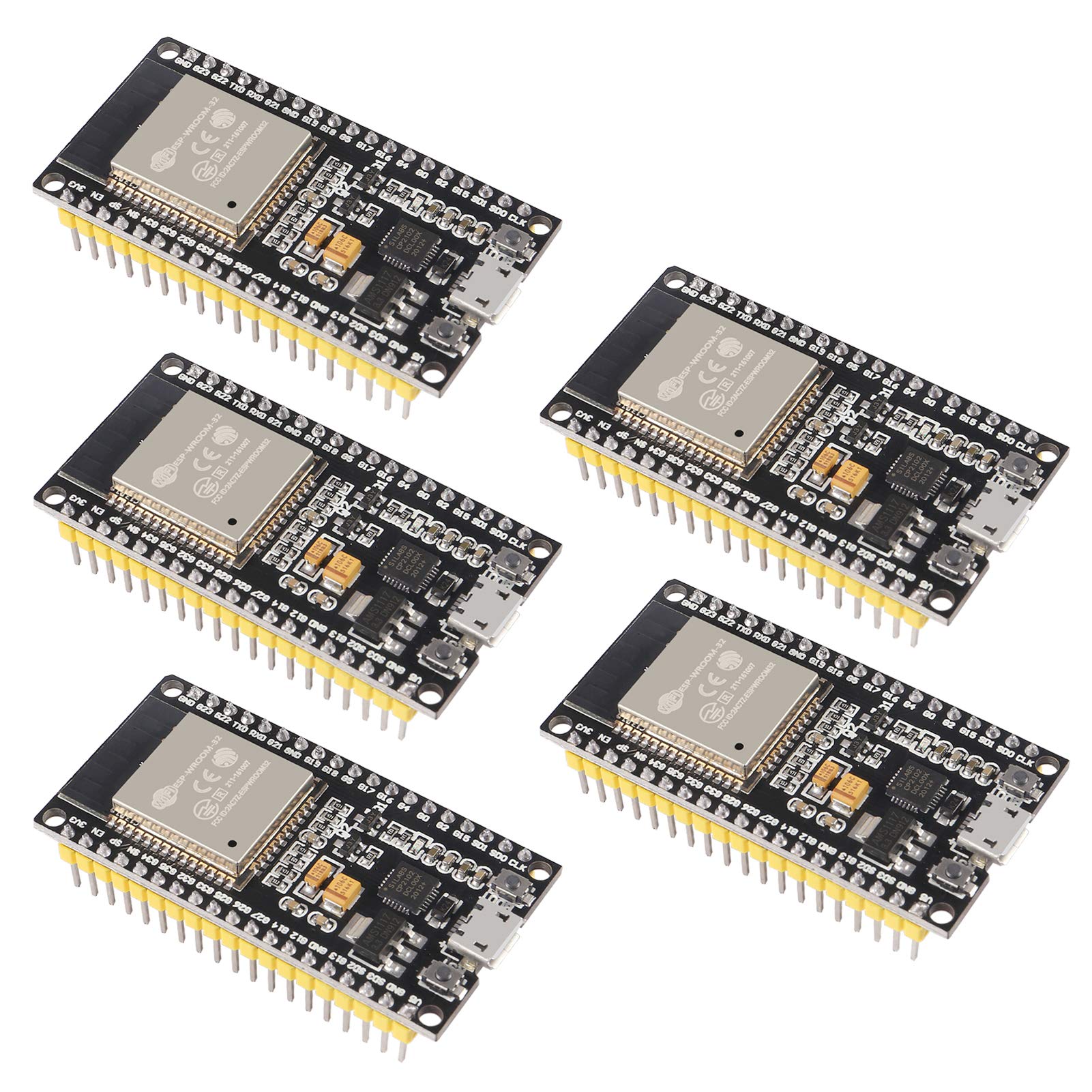 5 pcs ESP32-DevKitC NodeMCU WiFi WLAN CP2102 ESP32-WROOM-32 Microcontroller Bluetooth Module Development Board for Arduino