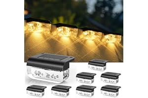 Herzila Solar Deck Lights Outdoor, 8 Pack Fence Lights Solar Powered, Waterproof Step Lights for Outside, Step, Fence, Deck, Stair, Pool and Yard, Warm White