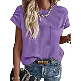 Imily Bela Summer Fall Short Sleeve Sweater for Women 2026 Crew Neck Ribbed Knit Vests Trendy Pullover Tops