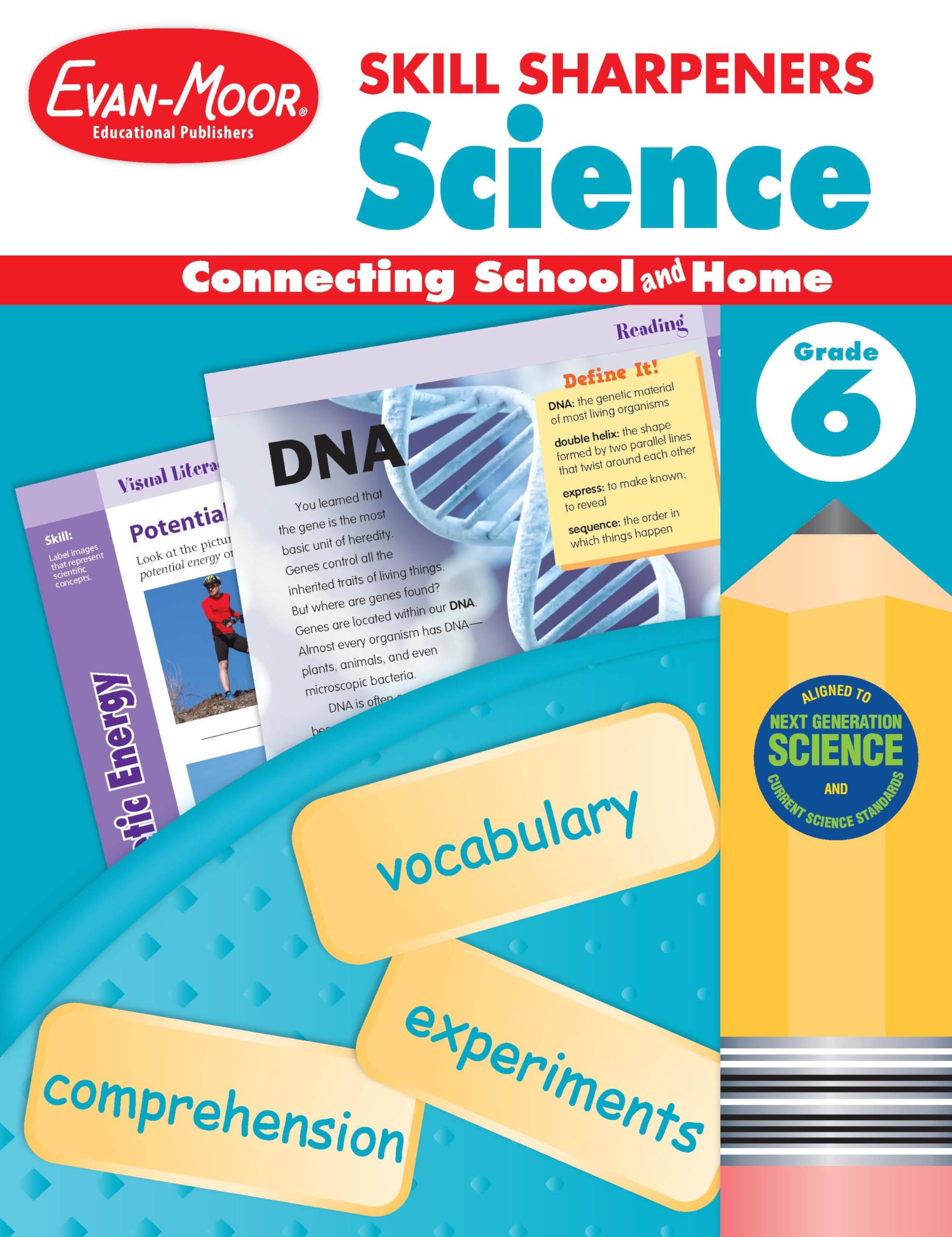 Evan-Moor Skill Sharpeners Science Workbook, Grade 6, Physical, Life, and Earth Science, Activities, Chromosomes and DNA, Genetics, Energy, Weather Causes, Plate Tectonics, Climate Change, Homeschool