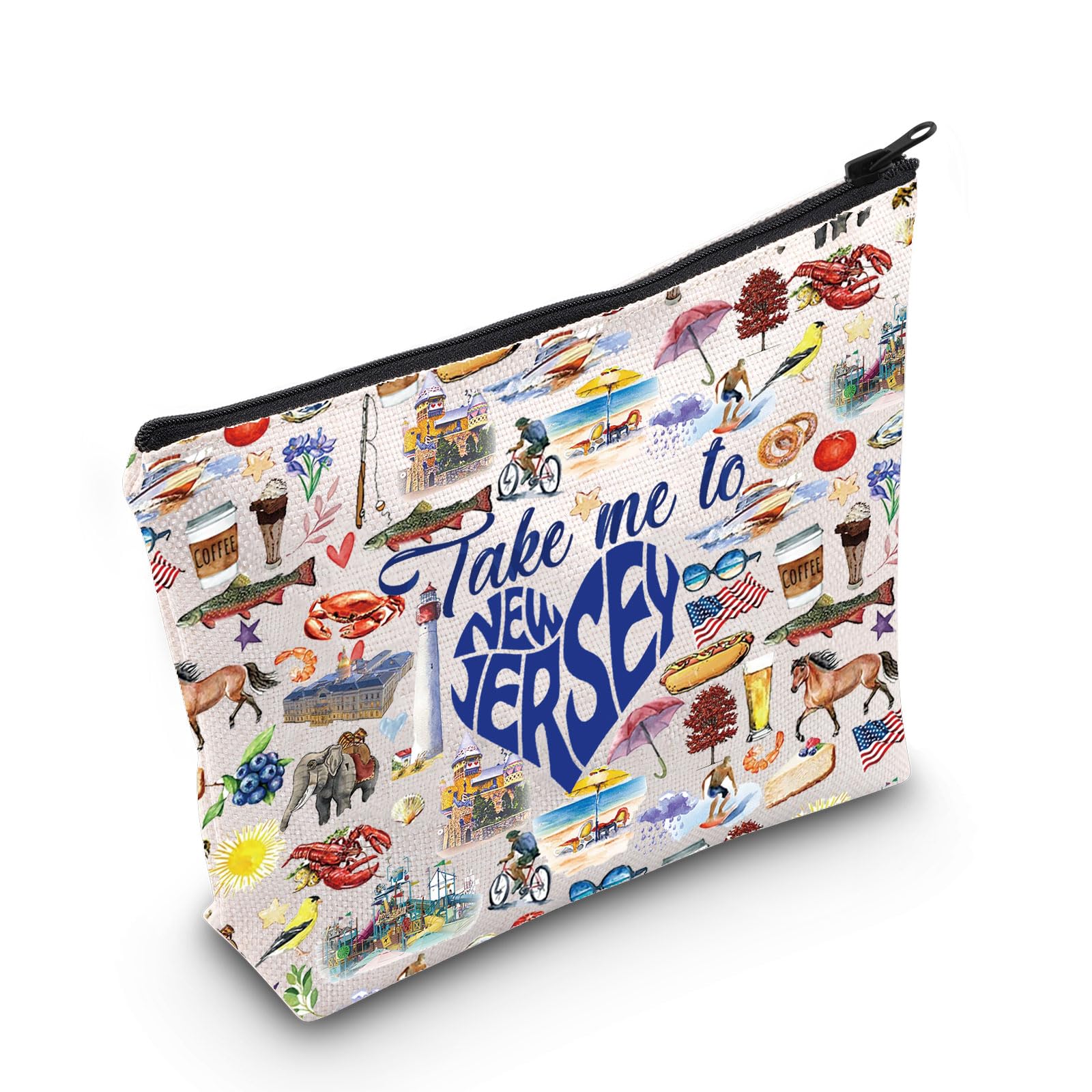 WZMPA New Jersey State Trip Travel Bag New Jersey Souvenir Gift Take Me To New Jersey Zipper Pouch Bag New Jersey Merchandise, Take New Jersey