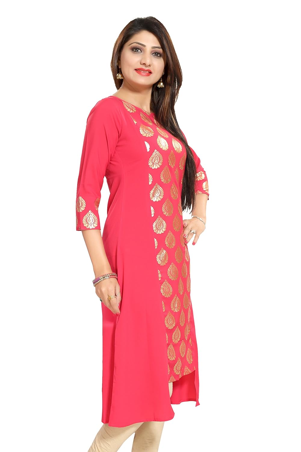 alc creations women's faux crepe straight kurti