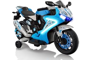 Kid Trax 6V Glow Electric Toddler Kids Motorcycle - Toddler Bike, Indoor/Outdoor Toys, Durable, LED Headlights and Body Light, Realistc Sounds, Kids Ride On Toys, Max Weight 65lbs, Ages 3-6, Blue