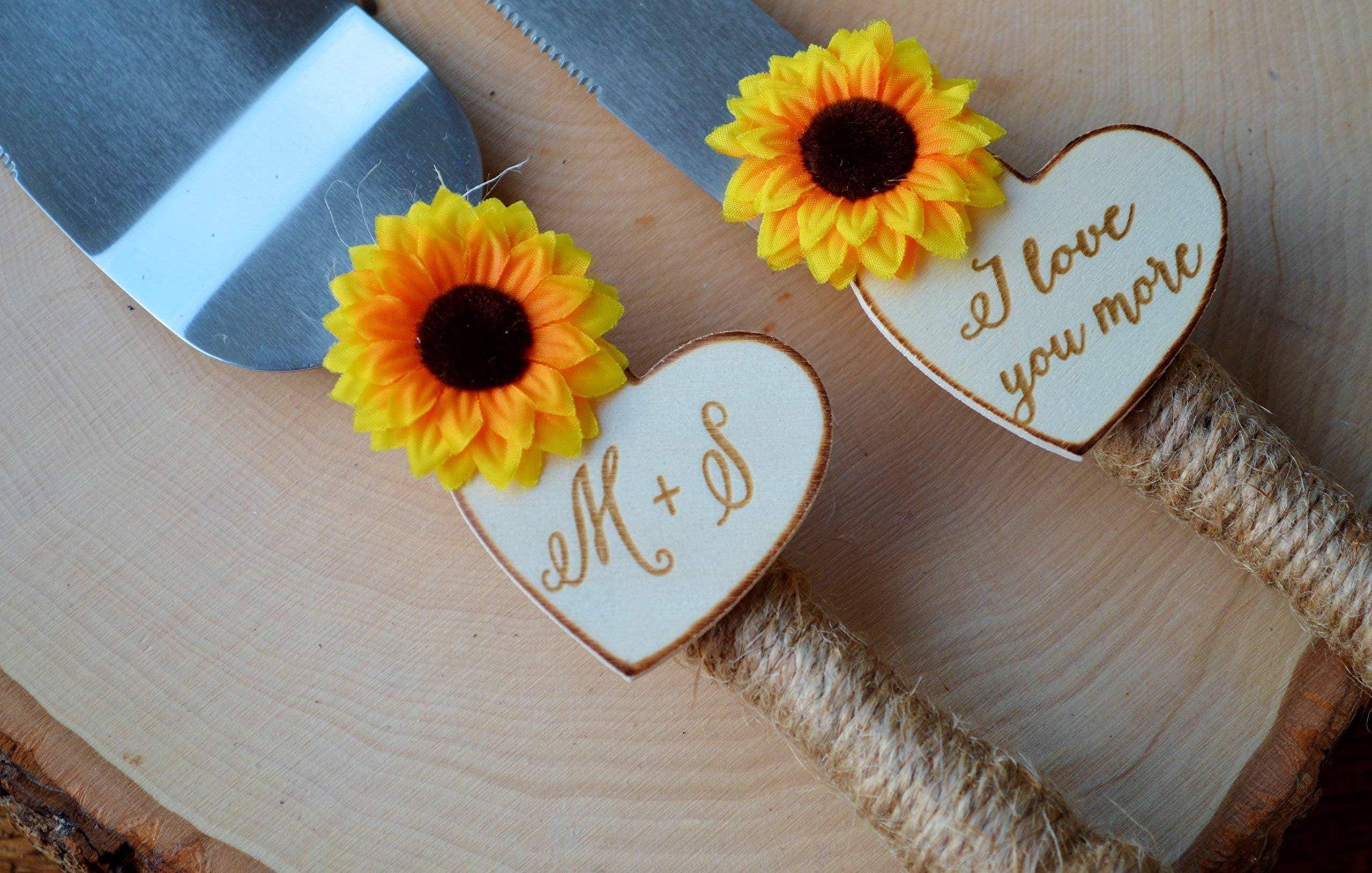 Sunflower Wedding Cake Knife Personalized Wedding Cake Cutter Fall Wedding Cake Cutting Set